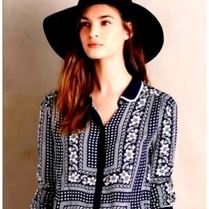 Maeve anthropologie Women's Art House Navy Polka Dot Size 4